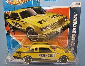 HW yellow Buick Pennzoil short card