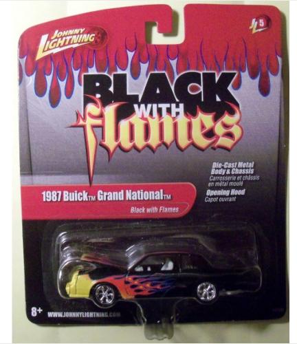 black with flames