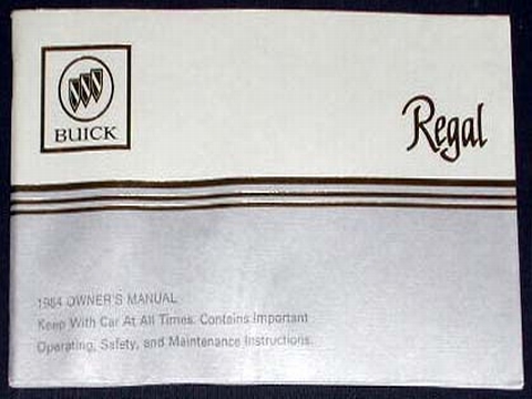 1984 1985 1986 1987 Buick Regal Owners Manual