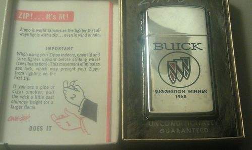 buick zippo lighter 1968