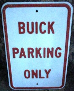 buick parking only sign