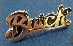 gold buick script pin