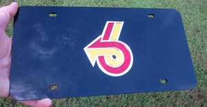 laser cut acrylic turbo 6 logo license plate