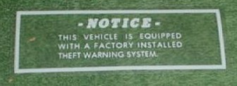 THEFT WARNING DECAL