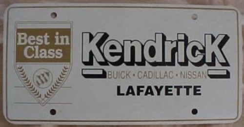 Kendrick dealership license plate