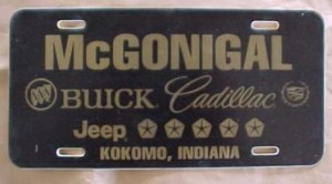 McGonigal Buick plastic license plate