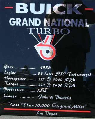 buick grand national car show sign