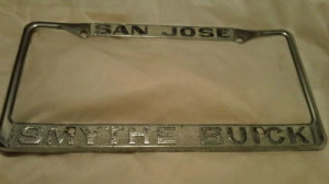 San Jose Smythe Buick Dealership License Tag Frame