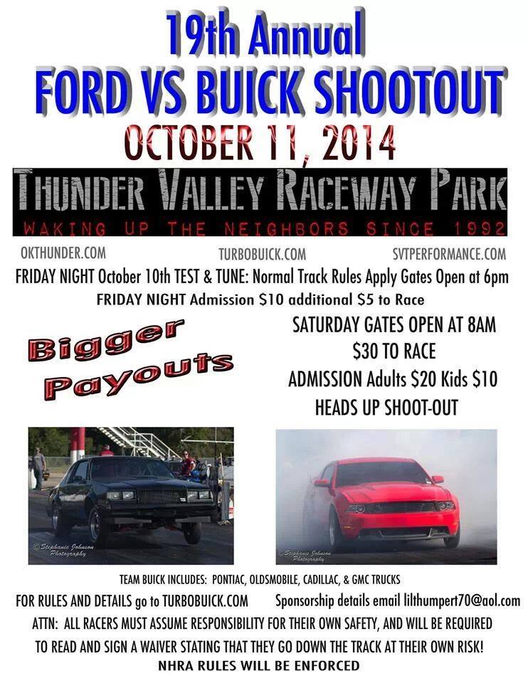 OK: 19th Annual Ford vs Buick Shootout Race October 11 2014