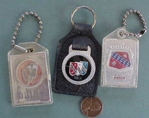 1960s Buick Motor Car Company keychains silver foil