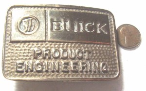 BUICK PRODUCT ENGINEERING SOLID BRASS BELT BUCKLE