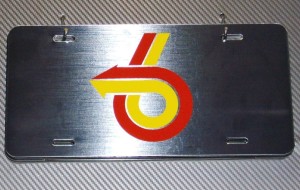 turbo 6 arrow brushed metal plate