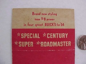 1954 buick matchbook
