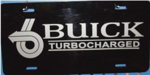black buick turbocharged logo plate