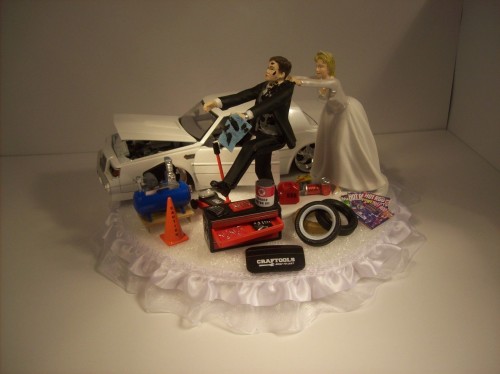 Auto Mechanic Groom 1987 Buick Grand National Regal Funny Wedding Cake Topper