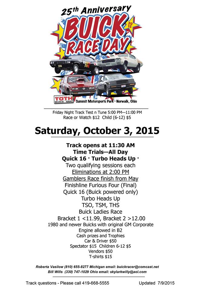 Buick Race Day Rescheduled 10/3/15