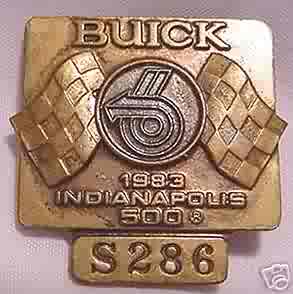 1983 BRONZE INDY 500 PIT BADGE BUICK