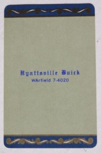 hyattsville buick dealer playing card