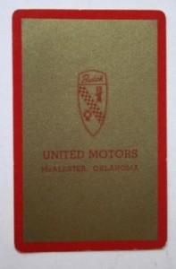 united motors buick playing card