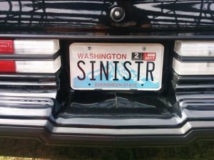 sinister license plate