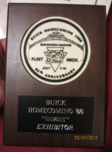 1988 85th Anniversary Buick National Meet Exhibitor Plaque