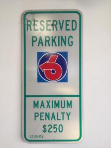 turbo 6 reserved parking sign