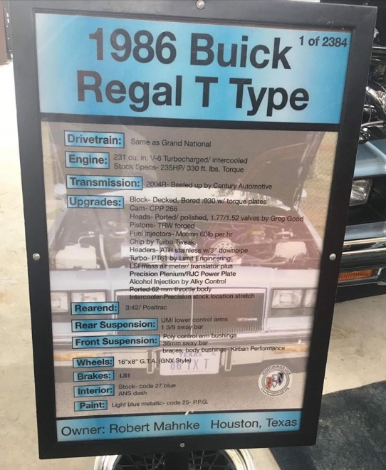 Regal T-Type & Turbo T Car Show Signs