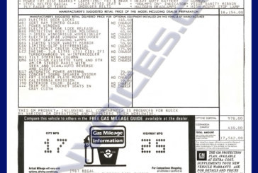 Buick Automobile Documentation (Dealer Invoice & Window Sticker)