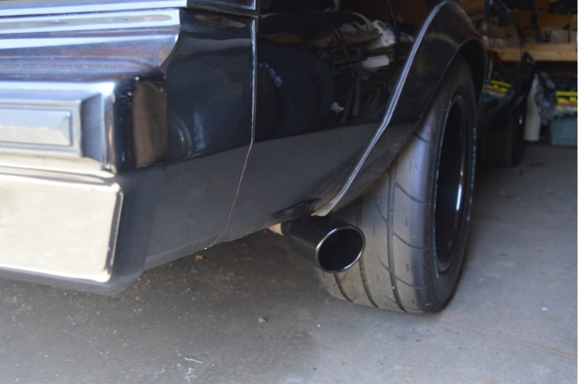 Custom Black Exhaust Tips Installed on a Buick Grand National