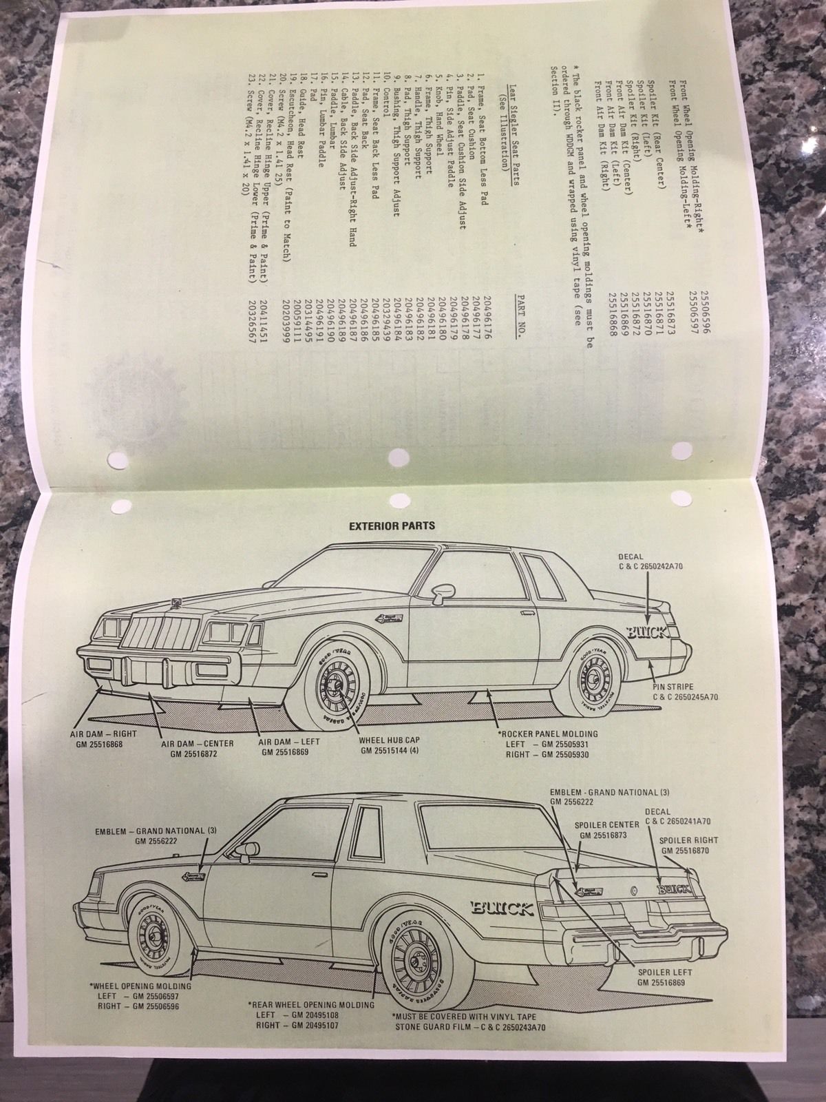 1982 Buick Grand National Original Service Information Bulletin