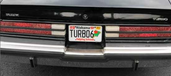 Vanity License Tags on Turbo Buicks