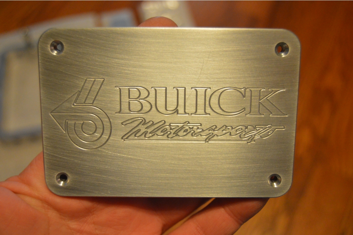 Custom Engraved Billet Aluminum Bling MAF Translator Lid Fuel Pump EGR Block Off From Regal CNC