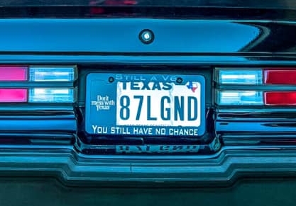 1987 Buick Grand National Vanity License Plates