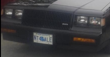 Personalized License tags on Turbo Buicks