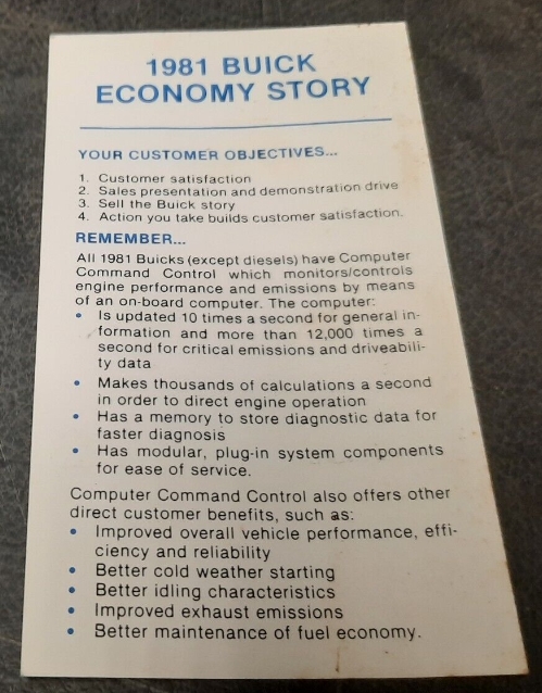 1981 Buick Economy Story Brochure